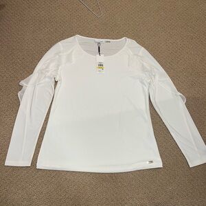 CALVIN KLEIN NWT white ruffle top - M